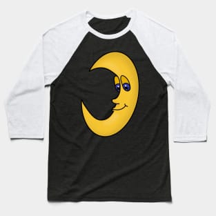 Yellow Moon With Blue Eyes Baseball T-Shirt